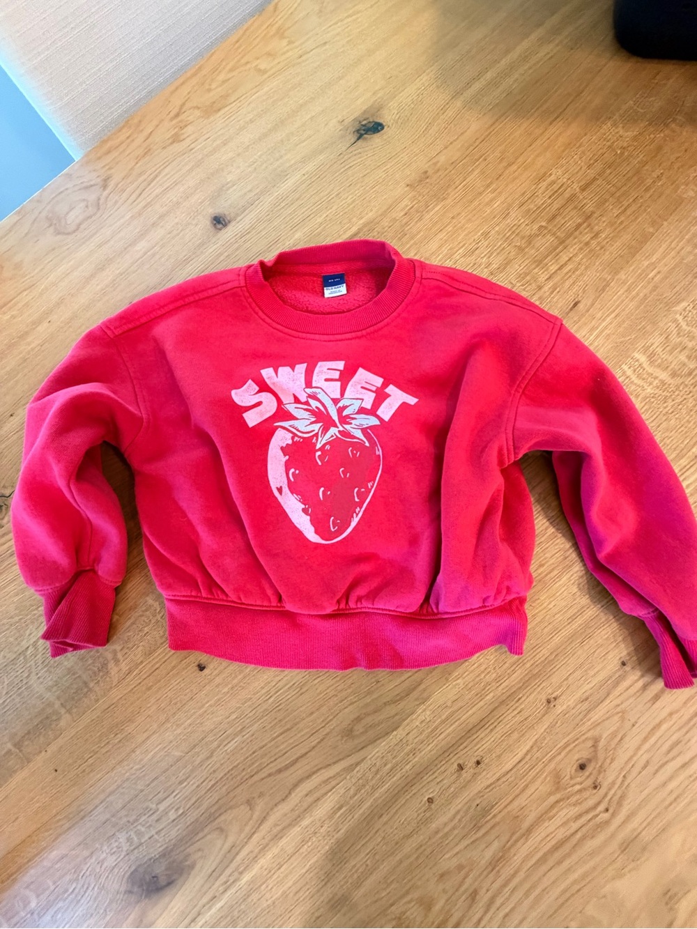 Old Navy Red Crewneck Sweatshirt with White Strawberry Graphic XS/5